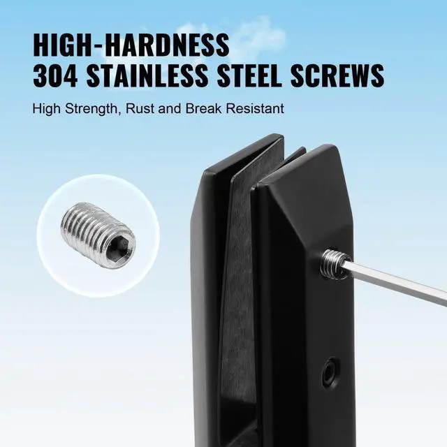 Alt view image 6 of 7 - VEVOR Glass Clamp, 4 PCS Square Glass Railing Bracket for 0.31 "-0.47 " Tempered Glass, 304 Stainless Steel Glass Mounting Clamp, 0.12 Thick Glass Shelf Bracket for Balcony, Garden, Deck, Stair
