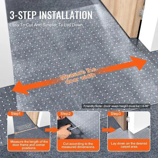 Alt view image 5 of 7 - VEVOR Carpet Protector for Pets, 24" x 25' PVC Scratch-Proof Cat Carpet Protector for Doorway, Anti-Slip Cat Scratch Protector Mat, Easy to Cut Plastic Carpet Scratch Stopper, Cat Scratch Guard Carpet