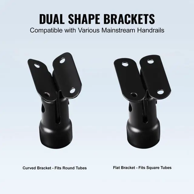 Alt view image 6 of 7 - VEVOR Glass Clamp, 35.83" Height Glass Railing Bracket for 0.39 "-0.47 " Thickness Tempered Glass, 304 Stainless Steel Glass Mounting Clamp, Glass Shelf Bracket for Balcony, Garden, Deck, Stair, Black