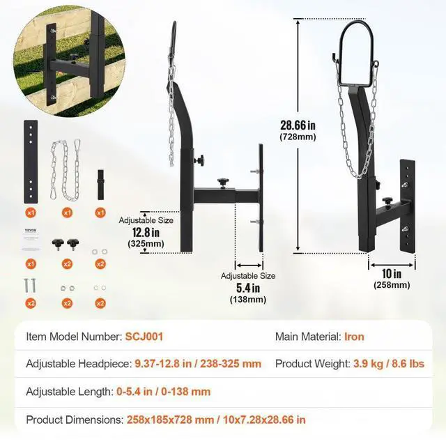 Alt view image 7 of 7 - VEVOR Livestock Trimming Stand, Goat & Sheep Stand 9.37-12.8 inch Adjustable Height 0-5.4 inch Width, Metal Goat Milking and Shearing Stand Attachment Nose Loop Headpiece, Black