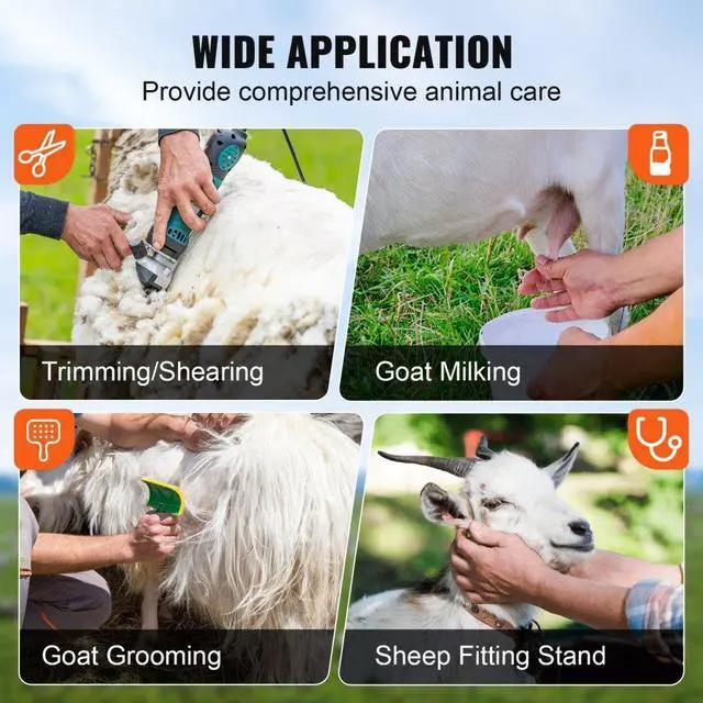 Alt view image 6 of 7 - VEVOR Livestock Trimming Stand, Goat & Sheep Stand 9.37-12.8 inch Adjustable Height 0-5.4 inch Width, Metal Goat Milking and Shearing Stand Attachment Nose Loop Headpiece, Black
