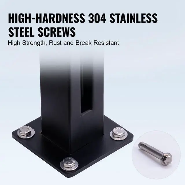 Alt view image 6 of 7 - VEVOR Glass Clamp, 41.34" Height Glass Railing Bracket for 0.39 "-0.47 " Thickness Tempered Glass, 304 Stainless Steel Glass Mounting Clamp, Glass Shelf Bracket for Balcony, Garden, Deck, Stair, Black