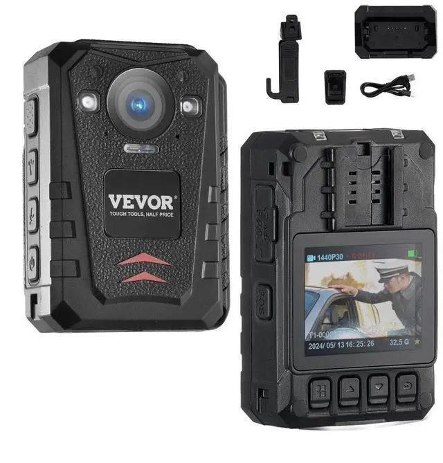 Main image of VEVOR  1440P HD Police Body Camera, 64GB Body Cam with Audio Video Recording Picture, Built-in 3500 mAh Battery, 2.0" LCD, Infrared Night Vision, Waterproof GPS Personal Body Cam for Law Enforcement