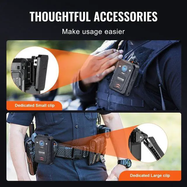 Alt view image 7 of 8 - VEVOR  1440P HD Police Body Camera, 64GB Body Cam with Audio Video Recording Picture, Built-in 3500 mAh Battery, 2.0" LCD, Infrared Night Vision, Waterproof GPS Personal Body Cam for Law Enforcement