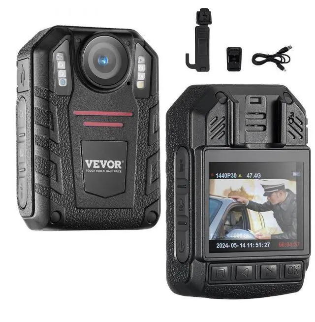 Main image of VEVOR  1440P HD Police Body Camera, 64GB Body Cam with Audio Video Recording Picture, Built-in 2850 mAh Battery, 2.0" LCD, Infrared Night Vision, Waterproof Personal Body Cam for Law Enforcement