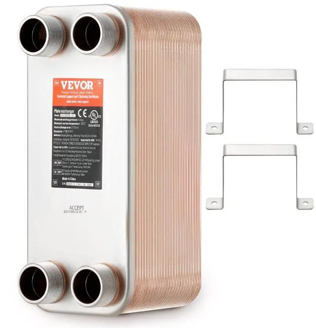 Main image of VEVOR Heat Exchanger, 5"x 12" 50 Plates Brazed Plate Heat Exchanger, Copper/316L Stainless Steel Water To Water Heat Exchanger For Floor Heating, Water Heating, Snow Melting, Beer Cooling