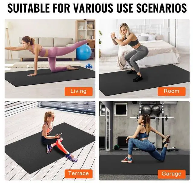 Alt view image 6 of 7 - VEVOR Exercise Mat, Non Slip High Density Premium Yoga Mat, Exercise Yoga Mat for Men & Women, Fitness & Exercise Mat with Bag & Carry Strap, for All Types of Home Yoga, Pilate & Floor Workout (8x6ft)