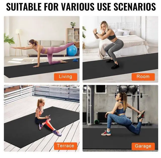 Alt view image 6 of 14 - VEVOR Exercise Mat, Non Slip High Density Premium Yoga Mat, Exercise Yoga Mat for Men Women, Fitness & Exercise Mat with Bag & Carry Strap, for All Types of Home Yoga, Pilate & Floor Workout (12x6ft)