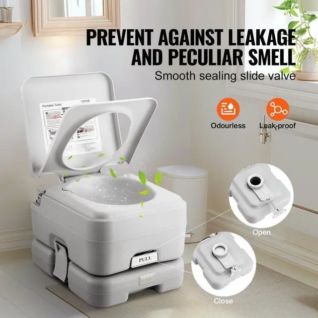 Alt view image 4 of 7 - VEVOR Portable Toilet for Camping, Porta Potty with 3.2 Gal Waste Tank & 3.2 Gal Flush Tank, Push-Button Pressurized Flush Commode, Leak-proof and Odourless Travel Toilet for Adults Kids Camping Car