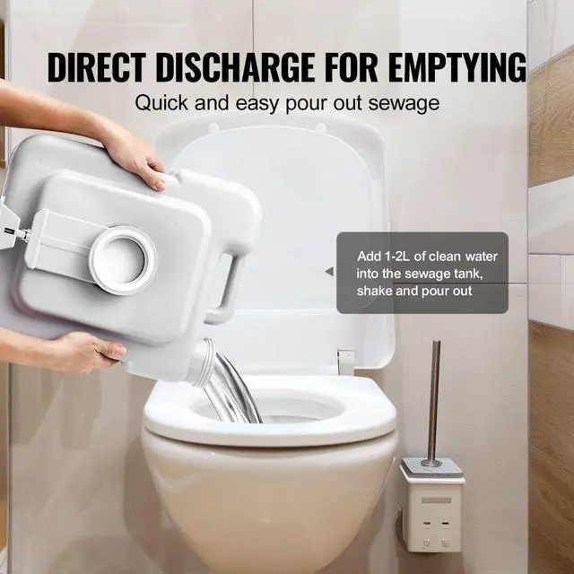 Alt view image 5 of 7 - VEVOR Portable Toilet for Camping, Porta Potty with 3.2 Gal Waste Tank & 3.2 Gal Flush Tank, Push-Button Pressurized Flush Commode, Leak-proof and Odourless Travel Toilet for Adults Kids Camping Car