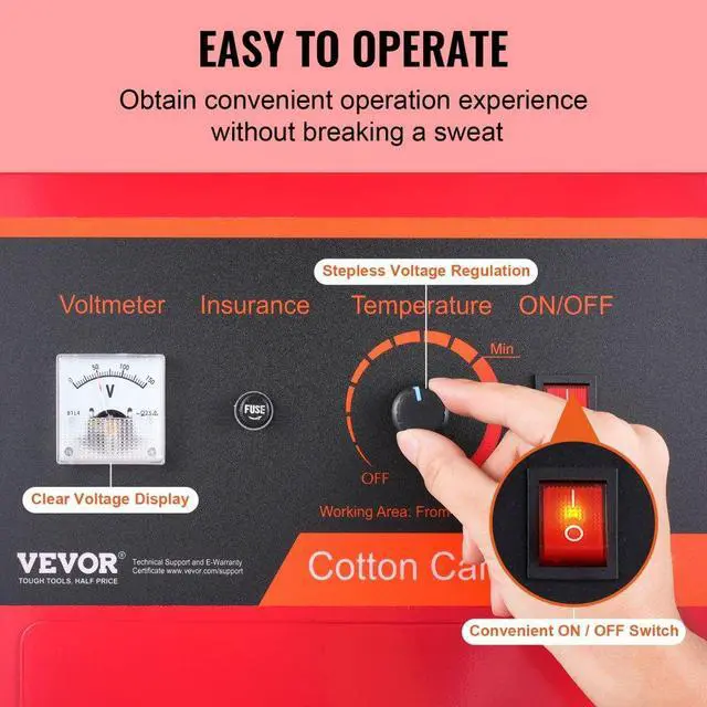 Alt view image 3 of 7 - VEVOR  Electric Cotton Candy Machine, 1000W Candy Floss Maker, Commercial Cotton Candy Machine with Cover, Stainless Steel Bowl, Sugar Scoop, Drawer, Perfect for Home Kids Birthday, Family Party, Red