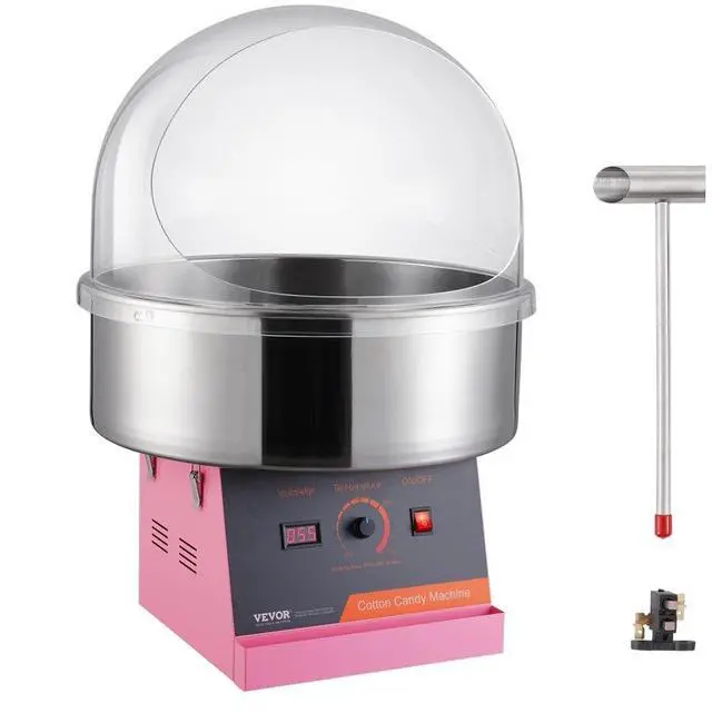 Main image of VEVOR  Electric Cotton Candy Machine, 1000W Candy Floss Maker, Commercial Cotton Candy Machine with Cover, Stainless Steel Bowl, and Sugar Scoop, Perfect for Home Kids Birthday, Family Party (Pink)