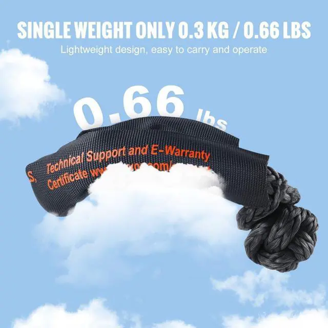Alt view image 4 of 7 - VEVOR Soft Shackle Synthetic Recovery Rope 2PCS 1/2"x22" 44092lbs Break Strength