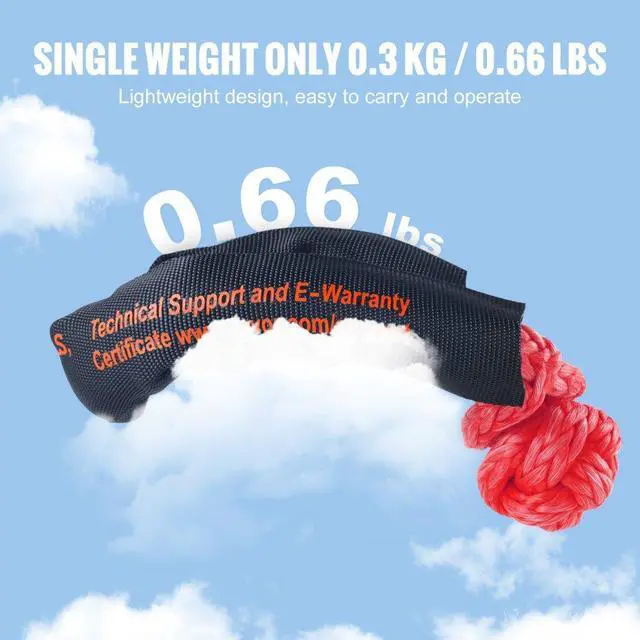 Alt view image 4 of 7 - VEVOR Soft Shackle Synthetic Recovery Rope 2PCS 1/2"x22" 44092lbs Break Strength