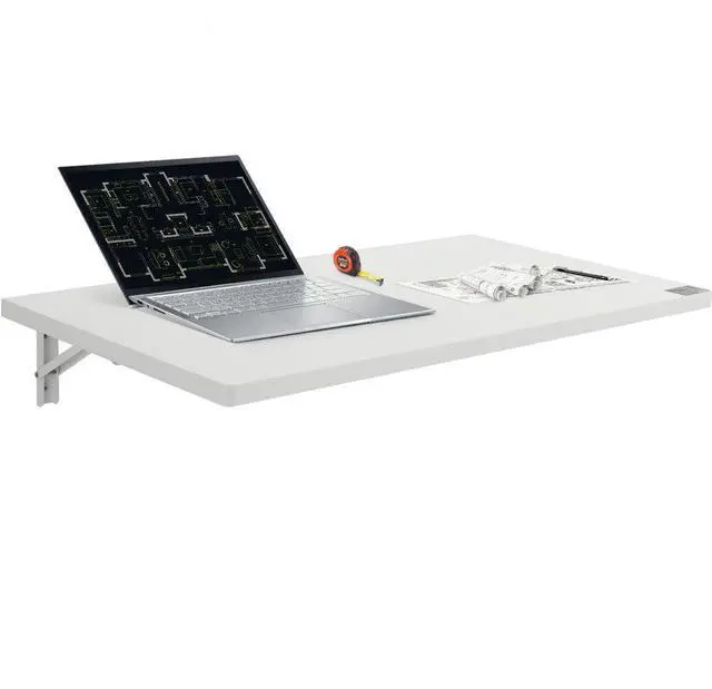 Main image of VEVOR  Wall Mounted Folding Table, 35.43" x 19.69" Wall Mount Drop Leaf Table, Floating Desk with Iron Bracket, Fold Down Desk for Small Spaces, Home Office, Dining, Laundry Room, Kitchen, Bar, White