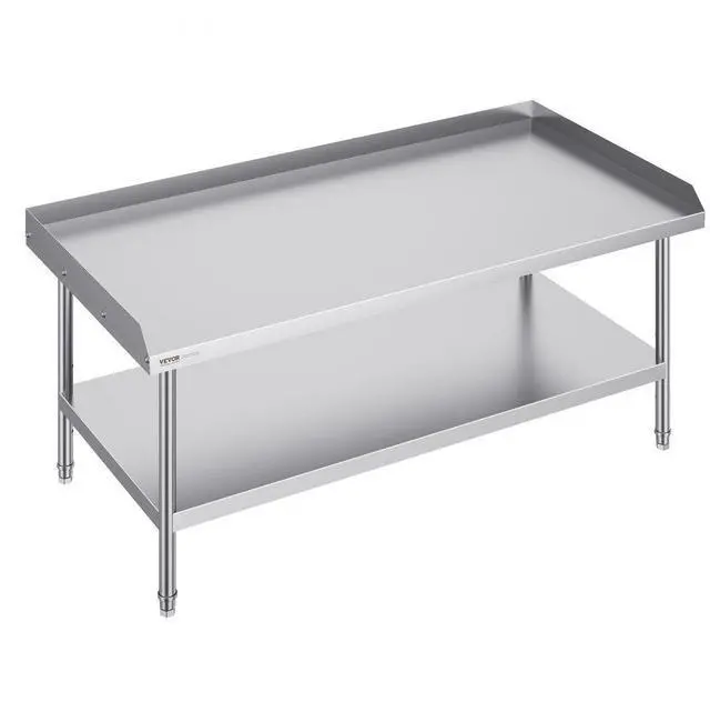 Main image of VEVOR  Stainless Steel Work Table, 30 x 60 x 26 Inch Commercial Food Prep Worktable, 3-Sided Backsplash Heavy Duty Prep Worktable, Metal Work Table with Adjustable Height for Restaurant Home Hotel