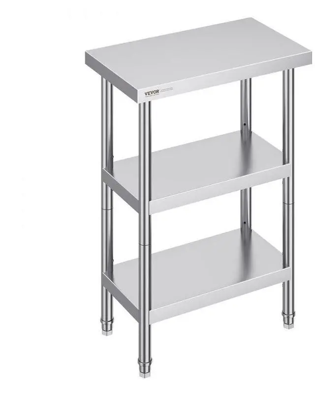 Main image of VEVOR Stainless Steel Food Prep Table, 14 x 24 x 34 Inch Commercial Kitchen Worktable, with 2 Adjustable Undershelf, Heavy Duty Prep Table Metal Work Table for BBQ, Kitchen, Home, and Garage