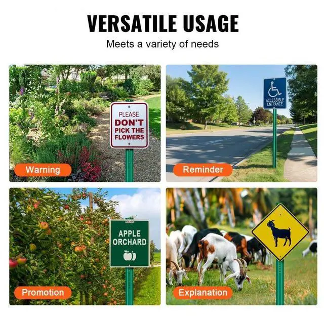 Alt view image 6 of 7 - VEVOR 8FT U-Channel Sign Post, 4Pack Green Heavy Duty Steel Fixed Fence Post, Steel Fence U-Channel Sign for Garden, Courtyard, Farm or Traffic Intersection