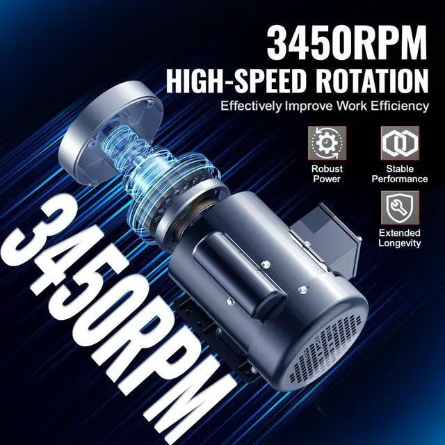 Alt view image 3 of 7 - VEVOR 1HP Electric Motor 3450 rpm, AC 115V/230V, 56C Frame, Air Compressor Motor Single Phase, 5/8" Keyed Shaft, CW/CCW Rotation for Agricultural Machinery and General Equipment