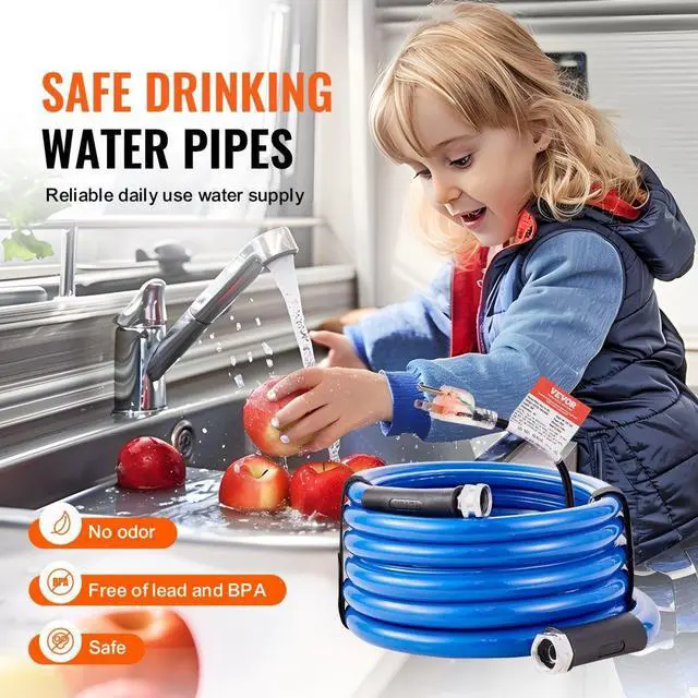Alt view image 4 of 14 - VEVOR 15ft Heated Water Hose for RV, Heated Drinking Water Hose Antifreeze to -45°F, Automatic Self-regulating, 5/8" I.D. with 3/4" GHT Adapter, Lead and BPA Free