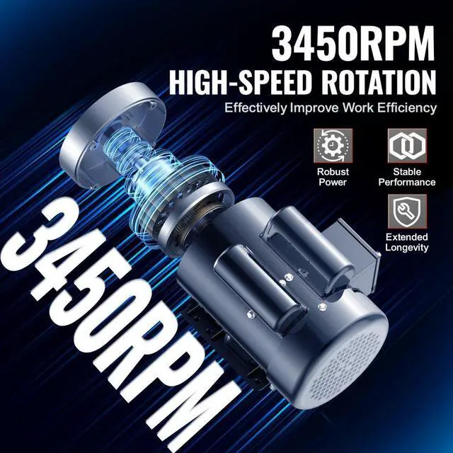 Alt view image 3 of 7 - VEVOR 1.5HP Electric Motor 3450 rpm, AC 115V/230V, 56C Frame, Air Compressor Motor Single Phase, 5/8" Keyed Shaft, CW/CCW Rotation for Agricultural Machinery and General Equipment