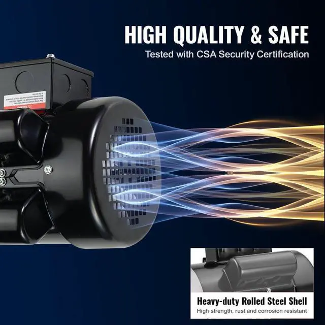 Alt view image 5 of 7 - VEVOR 1.5HP Electric Motor 3450 rpm, AC 115V/230V, 56C Frame, Air Compressor Motor Single Phase, 5/8" Keyed Shaft, CW/CCW Rotation for Agricultural Machinery and General Equipment