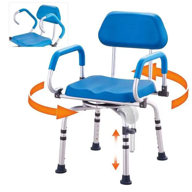 Main image of VEVOR Swivel Shower Chair 360 Degree, Adjustable Shower Seat with Pivoting Arms & Padded Bath Seat for Inside Shower or Tub, Non-Slip Rotating Bathtub Chair for Elderly Disabled, 300LBS Capacity