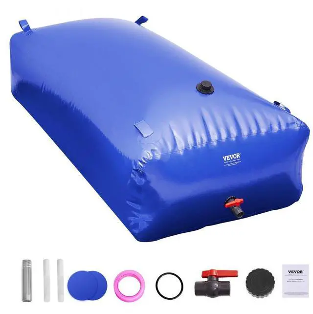 Main image of VEVOR 1000L/264 Gallon Water Storage Bladder, RV Water Tank, 1000D Blue PVC Collapsible Water Storage Containers, Large Capacity Soft Water Bag, Portable Water Bladder, Fire Prevention, Camping