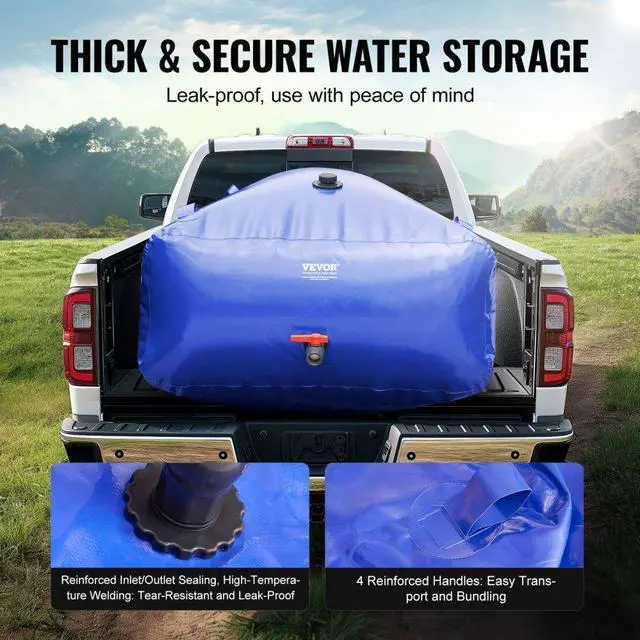 Alt view image 4 of 7 - VEVOR 1000L/264 Gallon Water Storage Bladder, RV Water Tank, 1000D Blue PVC Collapsible Water Storage Containers, Large Capacity Soft Water Bag, Portable Water Bladder, Fire Prevention, Camping