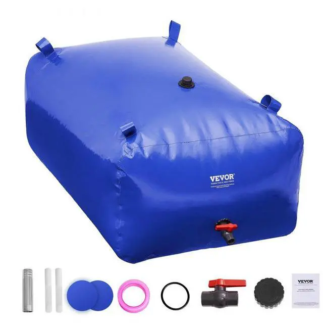 Main image of VEVOR 400L/105.7 Gallon Water Storage Bladder, RV Water Tank, 1000D Blue PVC Collapsible Water Storage Containers, Large Capacity Soft Water Bag, Portable Water Bladder, Fire Prevention, Camping