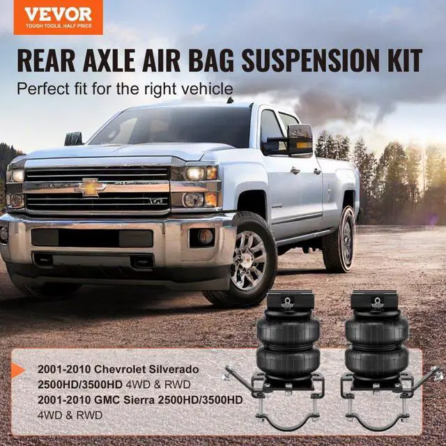 Alt view image 2 of 7 - VEVOR Air Bag Suspension Kit, Air Springs Suspension Bag Kit Compatible with 2001-2010 Chevrolet Silverado 2500/3500HD and GMC Sierra 2500/3500HD 4WD RWD, 5000 lbs Loading, 5 to 100 PSI
