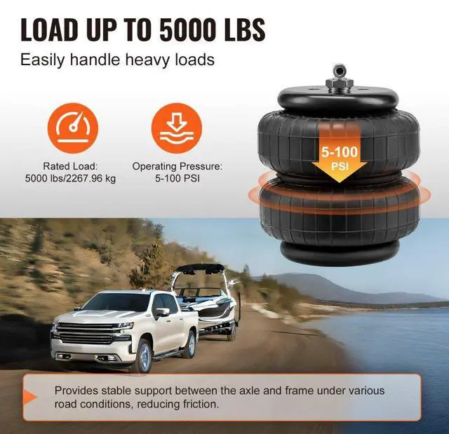 Alt view image 3 of 7 - VEVOR Air Bag Suspension Kit, Air Springs Suspension Bag Kit Compatible with 2001-2010 Chevrolet Silverado 2500/3500HD and GMC Sierra 2500/3500HD 4WD RWD, 5000 lbs Loading, 5 to 100 PSI