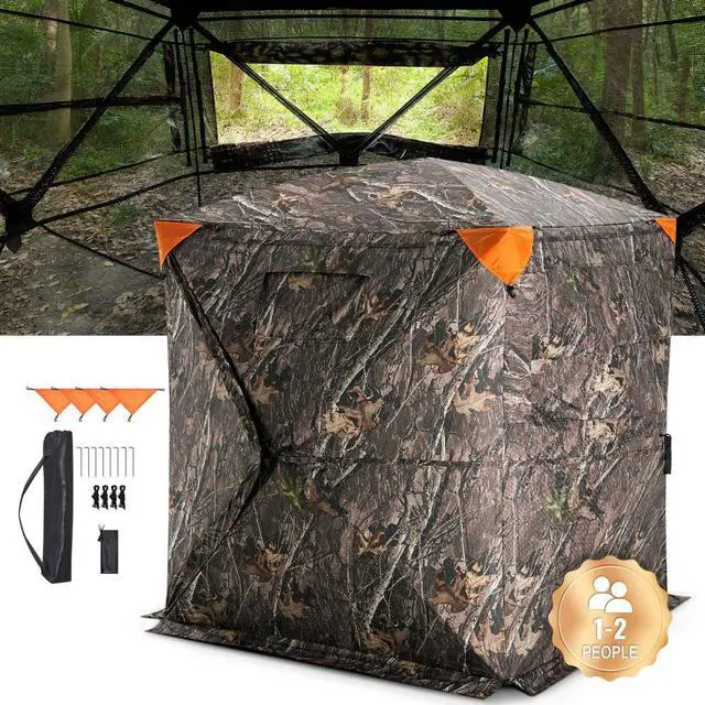 Main image of VEVOR Hunting Blind, 270° See Through Ground Blind, 1-2 Person Pop Up Deer Blind for Hunting with Carrying Bag, Portable Resilient Hunting Tent, One-Way See-Through Mesh for Turkey and Deer Hunting
