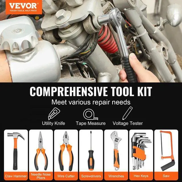 Alt view image 2 of 7 - VEVOR Tool Kit, 216 Piece General Household Hand Tool Set, Home Repairing Tool Kit with Portable Tool Storage Case, High-Quality Steel, for Home Maintenance, DIY Projects, and Automotive Repair