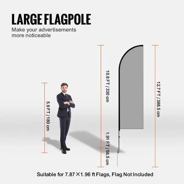 Alt view image 3 of 7 - VEVOR Feather Flag Pole Kit 2 Packs Swooper Flag Pole 12.7 ft with Ground Stakes