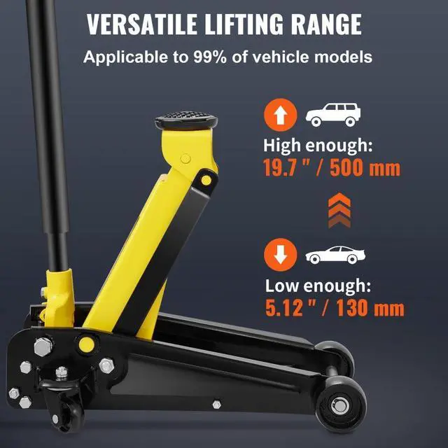 Alt view image 3 of 7 - VEVOR Low Profile Floor Jack 3 Ton Heavy Steel Single Piston Hydraulic Pump