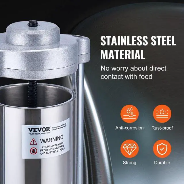 Alt view image 5 of 14 - VEVOR Manual Sausage Stuffer 2 L Vertical Sausage Machine 304 Stainless Steel