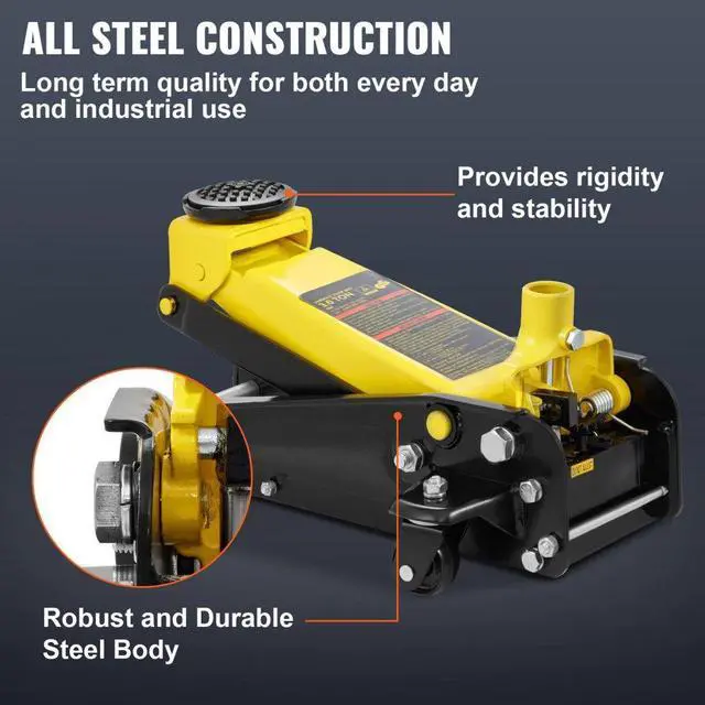 Alt view image 4 of 7 - VEVOR Low Profile Floor Jack 3 Ton Heavy Steel Single Piston Hydraulic Pump