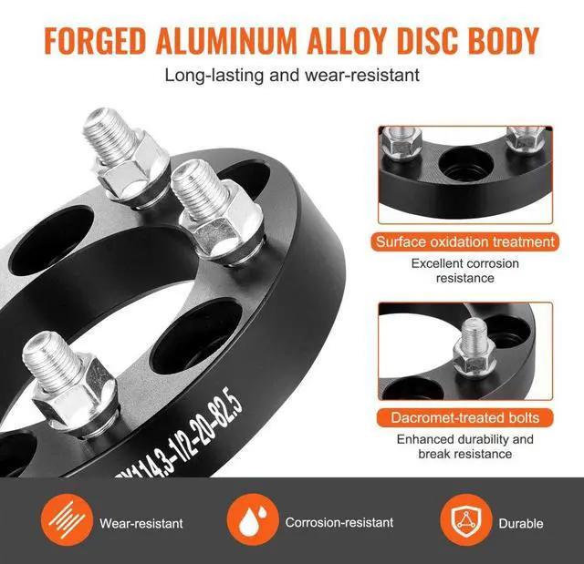 Alt view image 5 of 7 - VEVOR 1" 5"x4.5" Wheel Spacers Wheel Adapters 5 Lug Forged Spacer 4 PCS Black