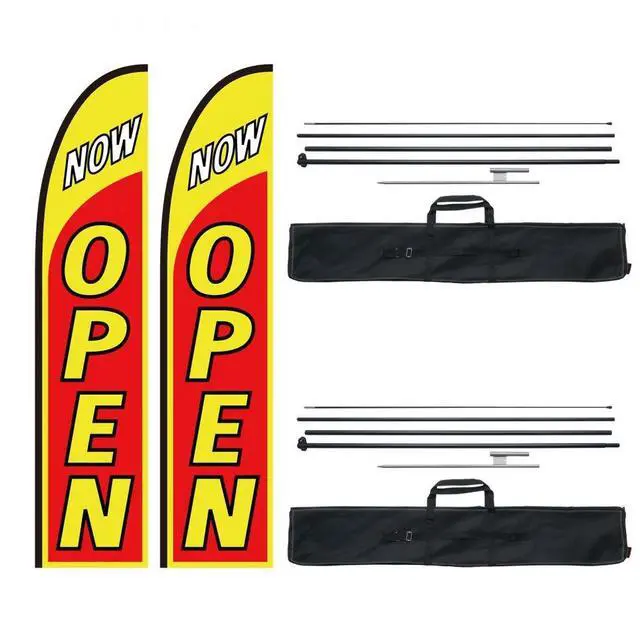 Main image of VEVOR Open Flags with Pole Kit, Advertising Flags for Business Outside, Advertising Feather Flag Kit, Includes 2 Banner Flags, 2 Poles, 2 Ground Stakes, Open Sign Swooper Flags for Businesses 16.3 FT