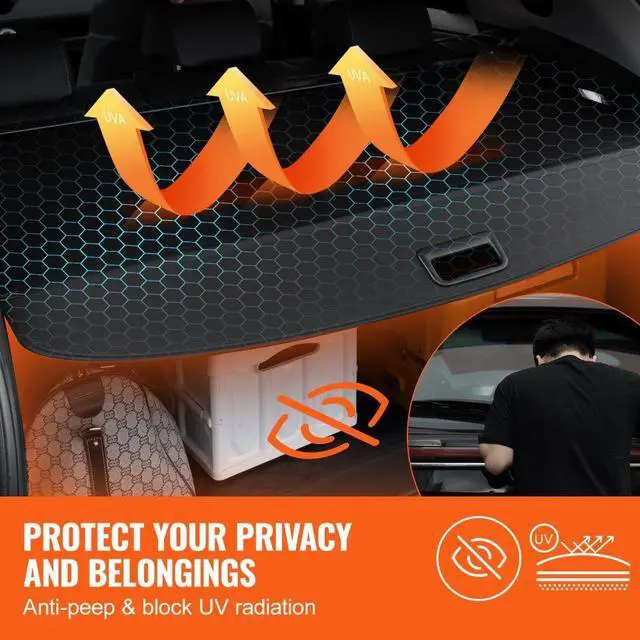 Alt view image 3 of 7 - VEVOR Retractable Cargo Cover for Toyota RAV4 2019-2024 Upgrade Rear Trunk Cover