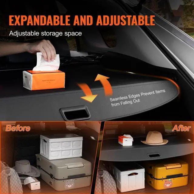 Alt view image 4 of 7 - VEVOR Retractable Cargo Cover for Toyota RAV4 2019-2024 Upgrade Rear Trunk Cover