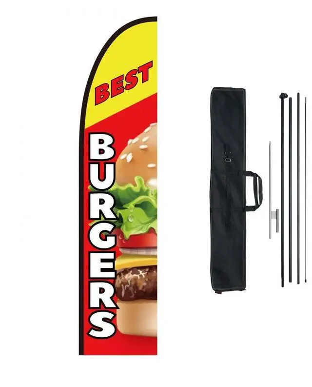 Main image of VEVOR Burger Restaurant Advertising Feather Flag Kit Swooper Flag Poles 16.3 FT