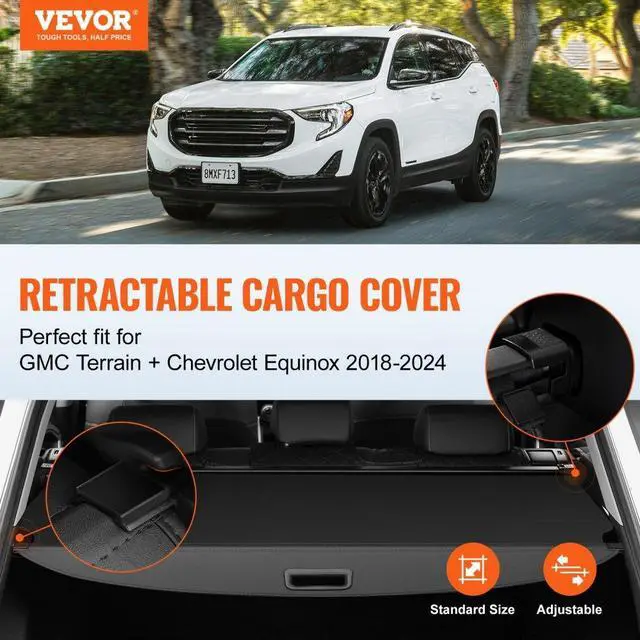 Alt view image 2 of 7 - VEVOR Retractable Cargo Cover for GMC Terrain + Chevrolet Equinox 2018-2024