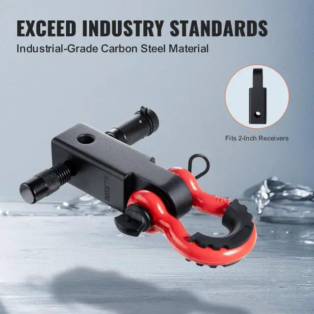 Alt view image 3 of 7 - VEVOR 2" Trailer Shackle Hitch Receiver D-Ring Recovery for Truck Jeep 66000 lbs