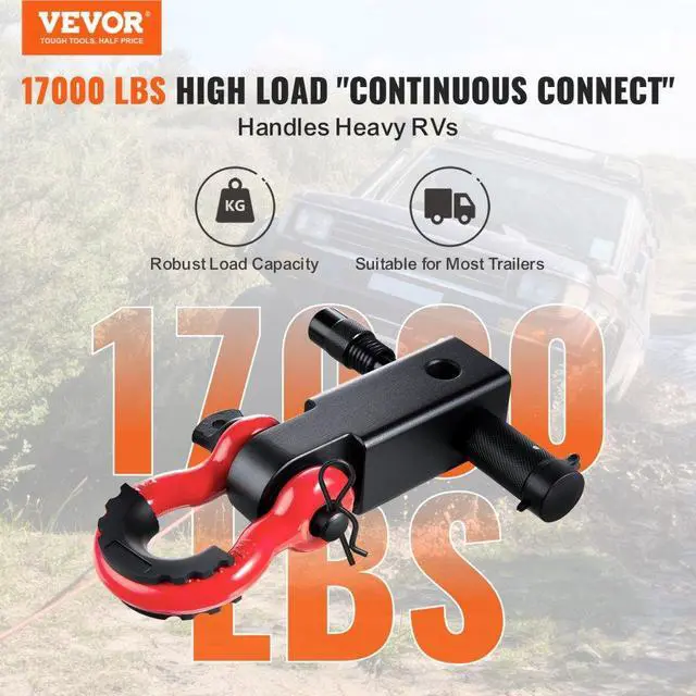 Alt view image 2 of 7 - VEVOR 2" Trailer Shackle Hitch Receiver D-Ring Recovery for Truck Jeep 66000 lbs