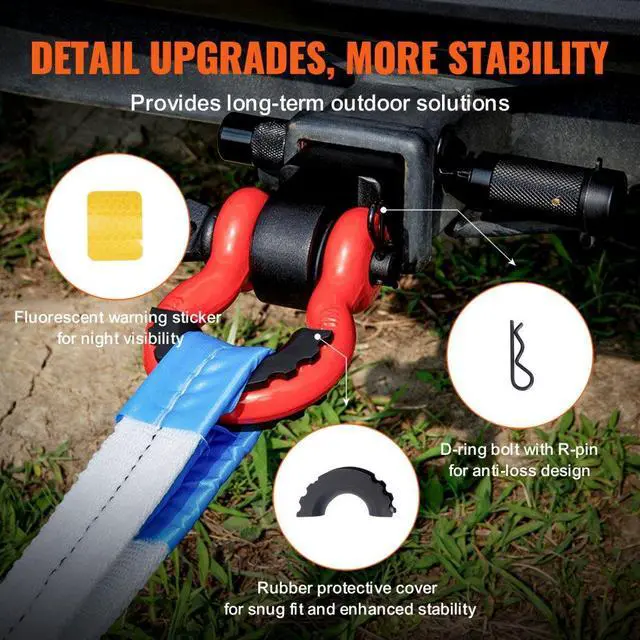 Alt view image 5 of 7 - VEVOR 2" Trailer Shackle Hitch Receiver D-Ring Recovery for Truck Jeep 66000 lbs