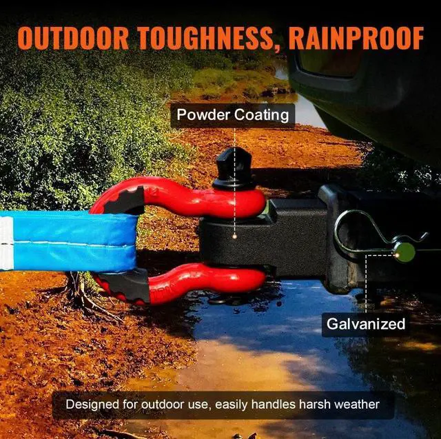 Alt view image 4 of 7 - VEVOR 2" Trailer Shackle Hitch Receiver D-Ring Recovery for Truck Jeep 52900 lbs