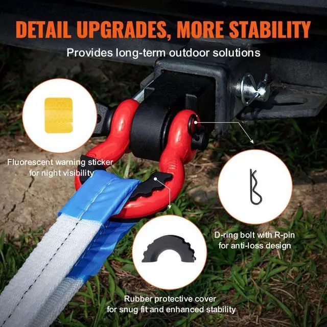 Alt view image 5 of 7 - VEVOR 2" Trailer Shackle Hitch Receiver D-Ring Recovery for Truck Jeep 52900 lbs