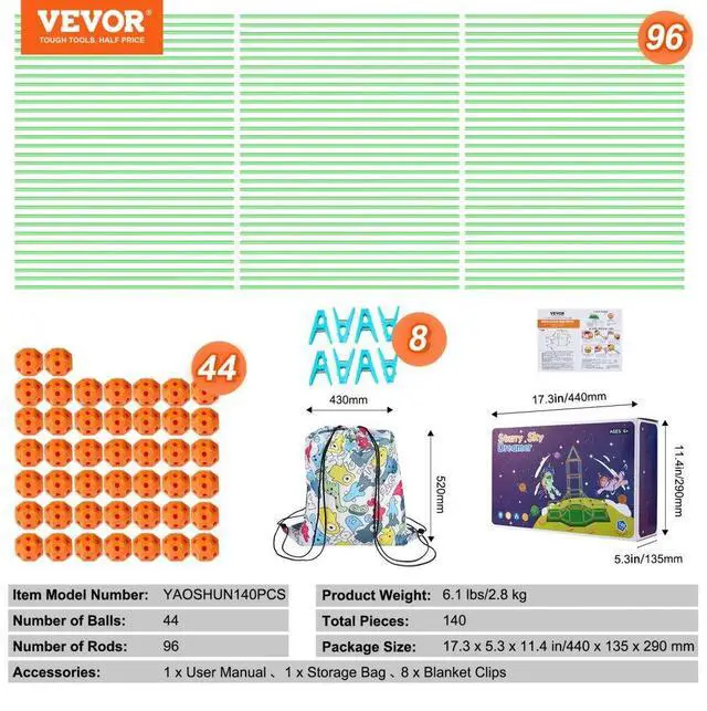 Alt view image 7 of 7 - VEVOR Glow In The Dark! Christmas Gift! Tent Fort Building Kit for Kid Glow In The Dark STEM Construction Toy 140P